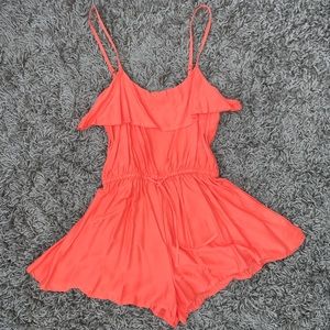 Spaghetti Strap Coral Romper